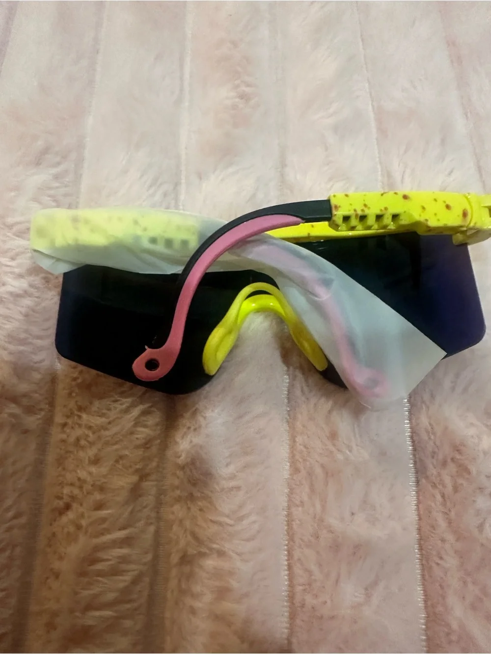 Kids Neon Yellow/pinkMirrored Sports Sunglasses